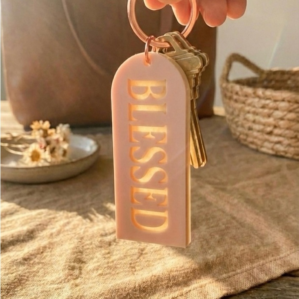 Pink 'Blessed' Keychain - Picture 5 of 7